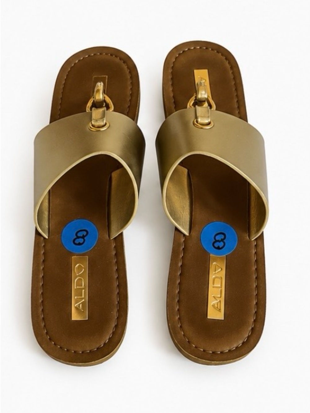Aldo Metallic Gold Flat Slide Sandals Size 8